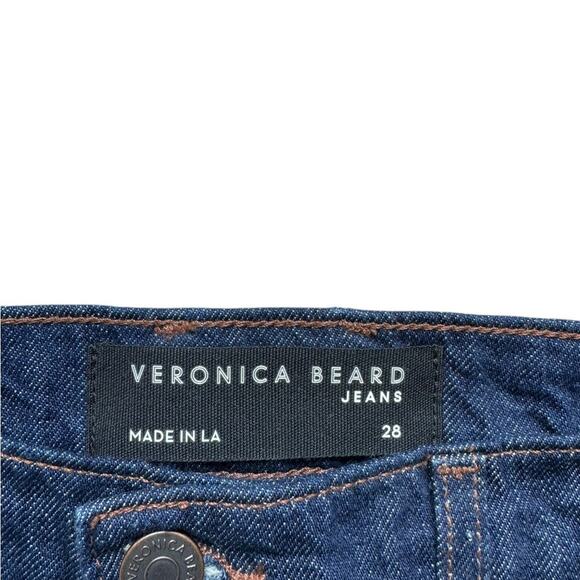 Veronica Beard Grant Wide leg high rise Jeans dark wash size 28 casual raw hem - Picture 3 of 7